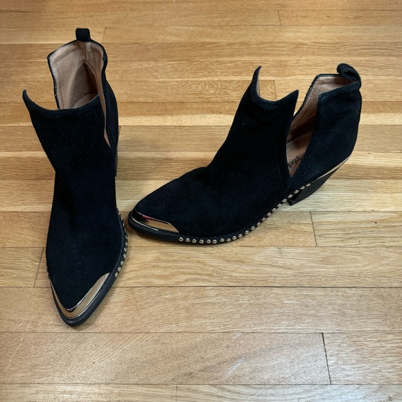 Jeffrey Campbell Optimum ST Black Oiled Silver Suede Studded Boots 9 - Picture 3 of 11